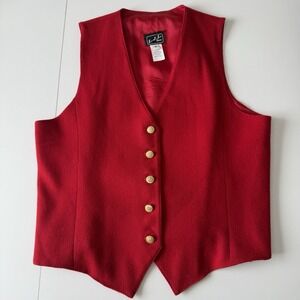 Vintage L.J.L Sport 100% Wool Red Vest Women's Size 6 Made‎ In USA